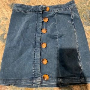 Free people button denim skirt